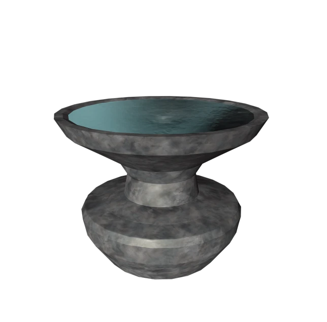 a close up of a vase on a black background, a raytraced image, inspired by Ernst Thoms, polycount, new sculpture, stone table, sink ( ( ( fish tank ) ) ) ) ), ingame image, overturned chalice