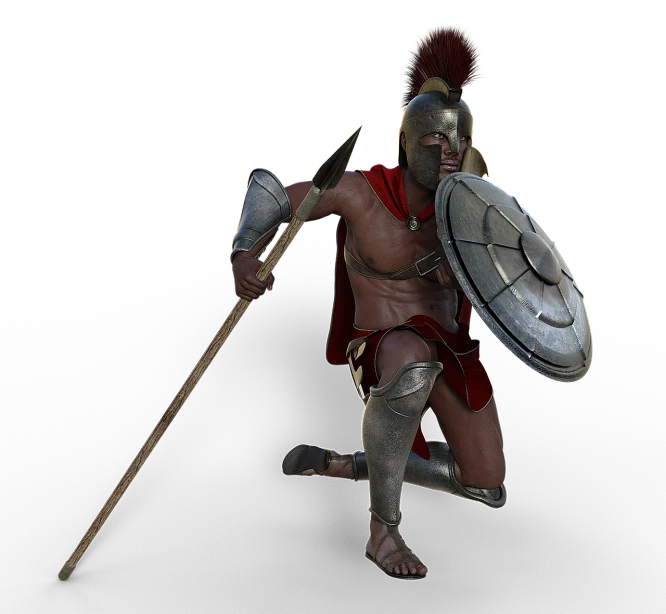 a man in armor holding a spear and shield, a raytraced image, by Pogus Caesar, sots art, leading spartans into battle, finalrender, ingame image, various posed