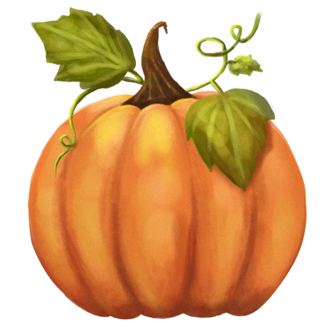 a pumpkin with a leaf on top of it, a digital painting, by Linda Sutton, on black background, clip art, medium detail, rectangle