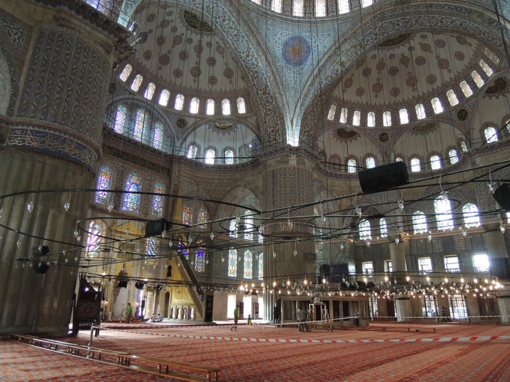 the inside of a large building with many windows, by Jon Coffelt, flickr, hurufiyya, he is in a mosque, istanbul, taj mahal, under construction