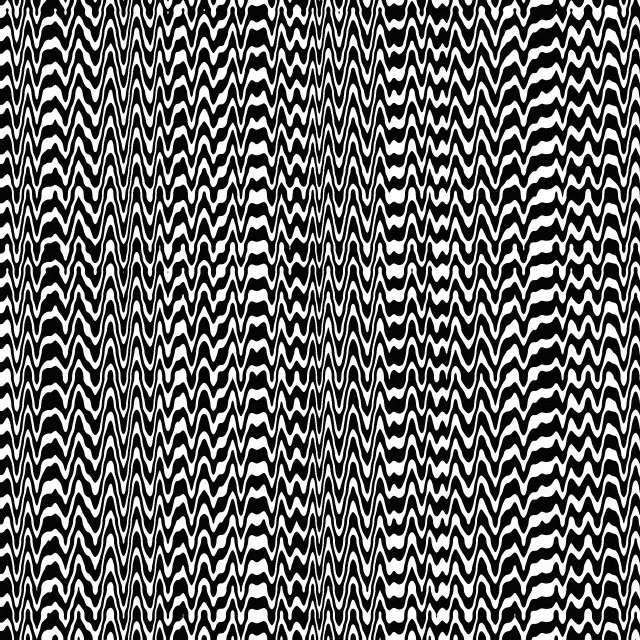 a black and white background with a zigzag pattern, a digital rendering, inspired by Bridget Riley, op art, intricate wrinkles, vhs glitch, textile print, too many eyes