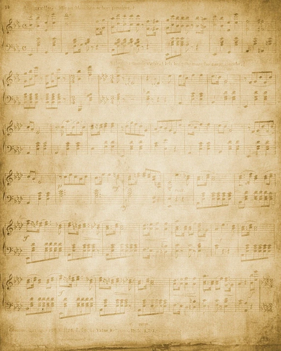 a sheet of music sitting on top of a table, by Béla Kondor, shutterstock, baroque, rough paper texture, 1 8 3 4, retro style ”, 7 0 s photo