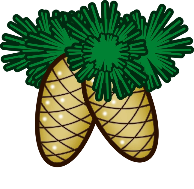 a couple of pineapples sitting on top of each other, a digital rendering, inspired by Masamitsu Ōta, sōsaku hanga, fireworks, badge, acorns, christmas