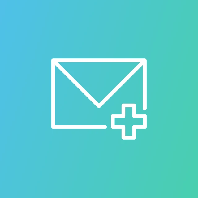 a mail icon on a blue and green background, by Matija Jama, pharmacy, soft outline, cross, steroid use