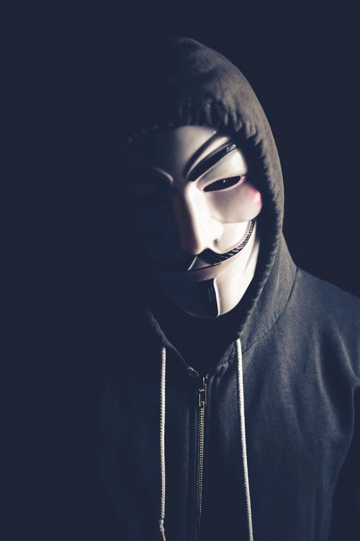 a guy wearing a mask and a hoodie, a picture, antipodeans, wallpaper 4 k, anonymous as a sausage, 2019 trending photo, wearing jeans and a black hoodie