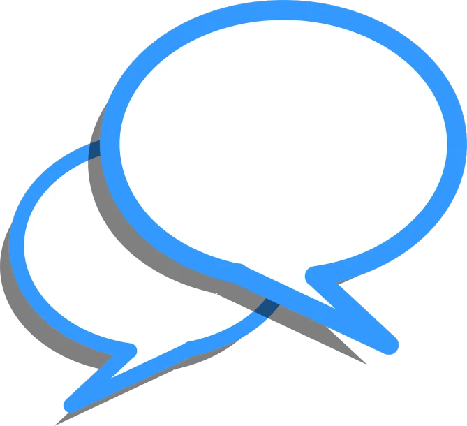 two white and blue speech bubbles on a black background, by Robert Childress, pixabay, no gradients, white bg, ears, close