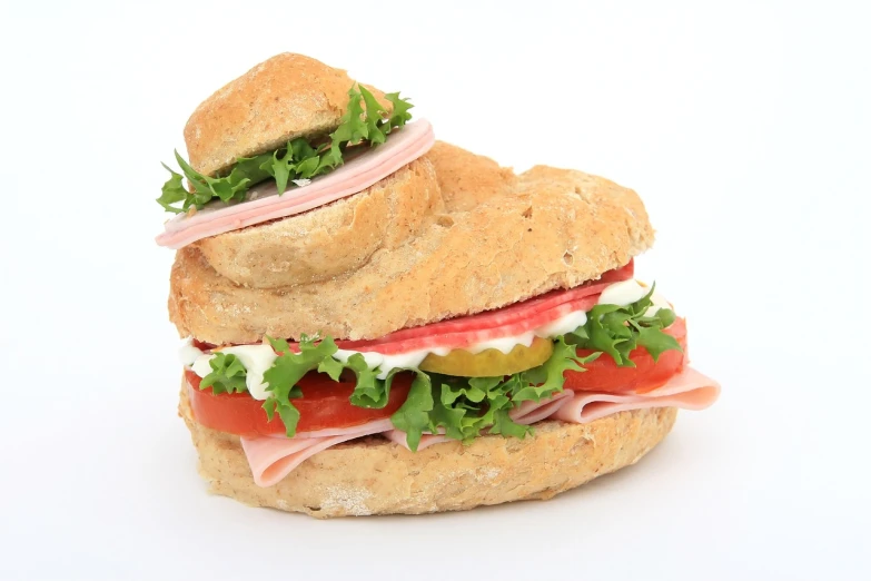 two sandwiches stacked on top of each other, a picture, by Jan Kupecký, slippers, lunchmeat, istockphoto, subway