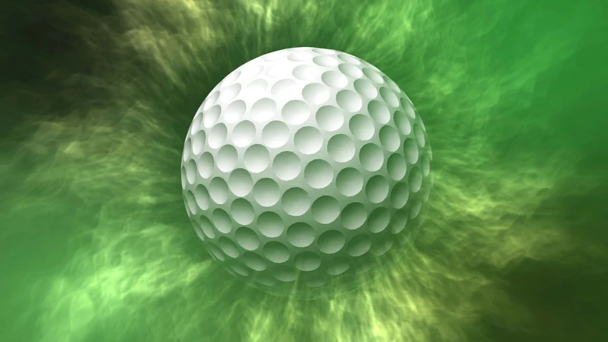 a close up of a golf ball on a green background, by Anna Füssli, digital art, fog!!!, swirl, captain, winning photo