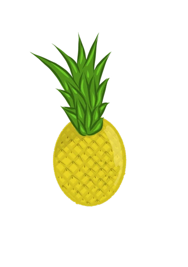 a yellow pineapple on a black background, a digital painting, inspired by Masamitsu Ōta, hurufiyya, simple cartoon style, cell shaded adult animation, greenish tinge, lowres