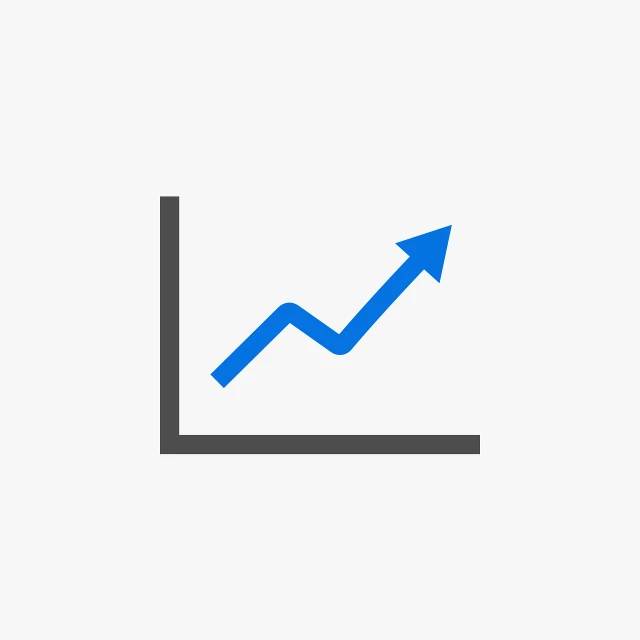 a blue arrow pointing upward on a white background, trending on reddit, analytical art, on grey background, iconic icon, graphs, low resolution