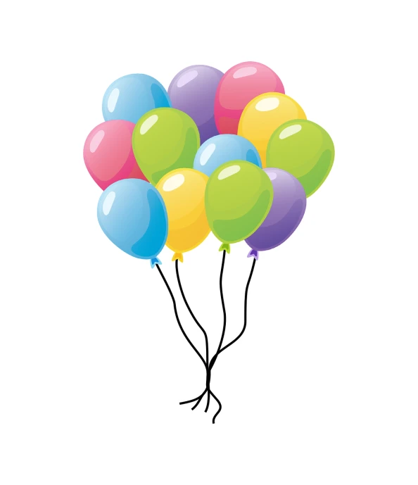 a bunch of balloons floating in the air, an illustration of, by Kinichiro Ishikawa, shutterstock, color vector, isolated on white background, glossy design, simple and clean illustration