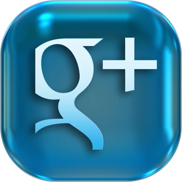 a blue button with the google plus logo on it, by Stefan Gierowski, pinterest, dada, glass skin, avatar image, turquoise,