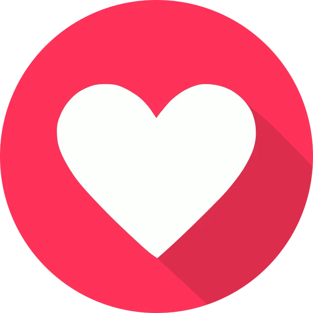 a white heart in a pink circle with a long shadow, a screenshot, pixabay, material design, rating:g, avatar image, complete body view