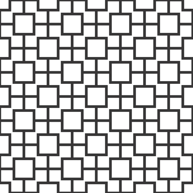 a black and white pattern with squares, a black and white photo, on a dark background, clean black outlines, repeating, cross