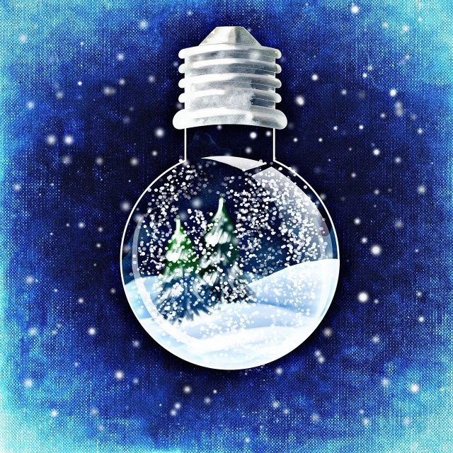 a picture of a snow globe inside of a light bulb, a digital rendering, by Aleksander Gierymski, intermediate art, created in adobe illustrator, oil in canvas style, beginner