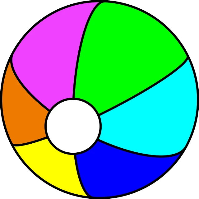 a colorful beach ball on a black background, by Leon Polk Smith, bauhaus, coloring book outline, wheel, colored accurately, cad