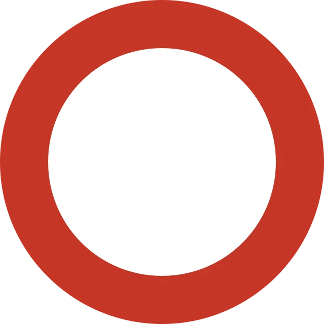 a red and white circle on a black background, a picture, pixabay, traffic signs, italy, all enclosed in a circle, no - text no - logo