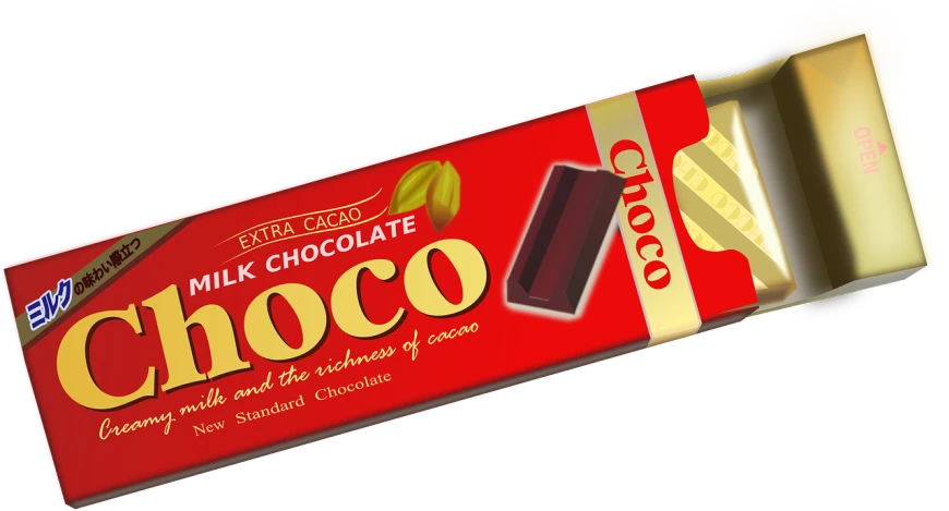 a chocolate bar with a slice of lemon on top, a digital rendering, inspired by Mirko Rački, shutterstock, rococo, unco corporate banner, it has a red and black paint, no gradients, bamboo