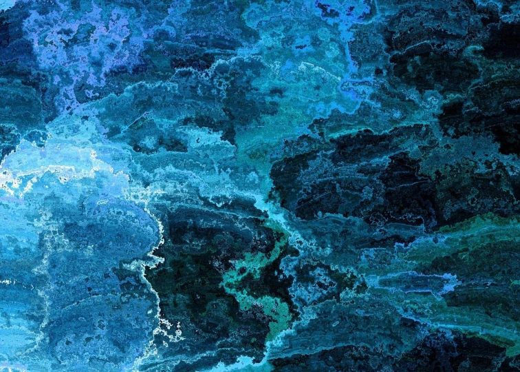 a close up of a blue and green painting, an ultrafine detailed painting, by Rudolf Schlichter, shutterstock, metaphysical painting, dark underwater alien ocean, beautiful fractal ice background, stone texture, blue ground. fantasy
