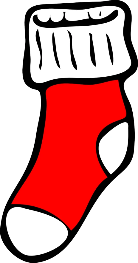 a red and white christmas sock on a black background, a screenshot, inspired by Kōno Michisei, pixabay, sōsaku hanga, monster teeth covered in red, svg comic style, isolated on white background, banner