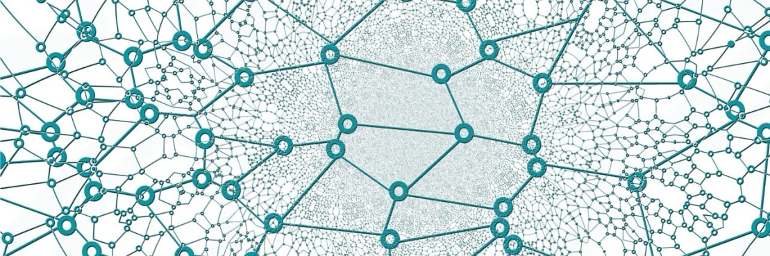 a close up of a bunch of connected lines, a digital rendering, inspired by Buckminster Fuller, teal paper, chain, neural pointillism, path