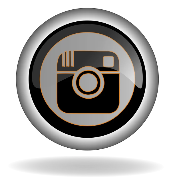 a black and orange icon of a camera, instagram, art photography, istockphoto, bw 3 d render, marketing photo, glossy photo