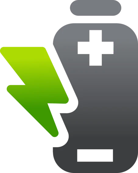 a battery with a green lightning on it, a screenshot, by Alexander Fedosav, deviantart, icon, medic, tomba, black