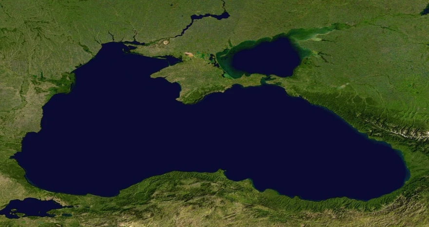 a large body of water surrounded by land, a digital rendering, by Aleksander Gierymski, pixabay, black sea, byzantine, national geograph, background image