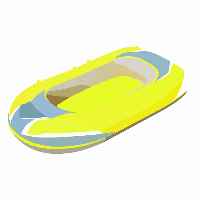 a yellow boat sitting on top of a white surface, a digital rendering, inflatable, vector images, sports, in plastic