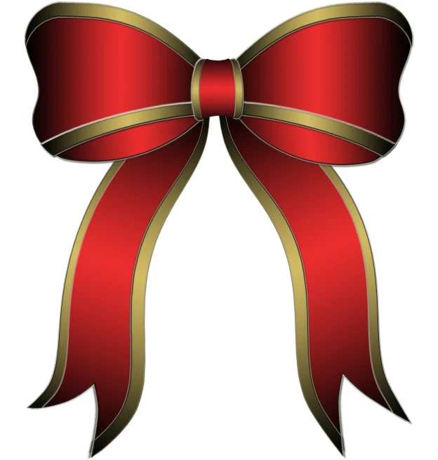 a red and gold bow on a black background, a digital rendering, vectorized, high res photo, simple shading, basic photo