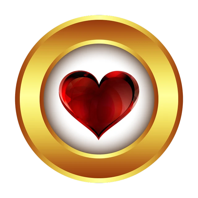 a red heart in a gold circle on a black background, a picture, character icon, sharp photo, an achingly beautiful, golden frame