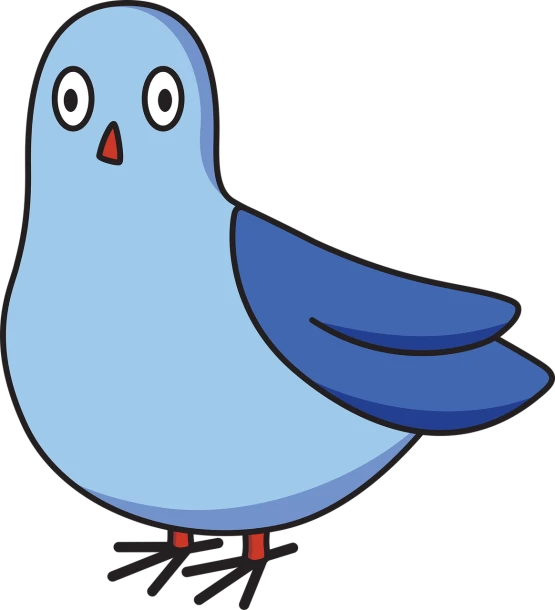 a blue bird with a surprised look on its face, an illustration of, inspired by Paul Bird, wikihow illustration, on black background, cartoon illustration, dove