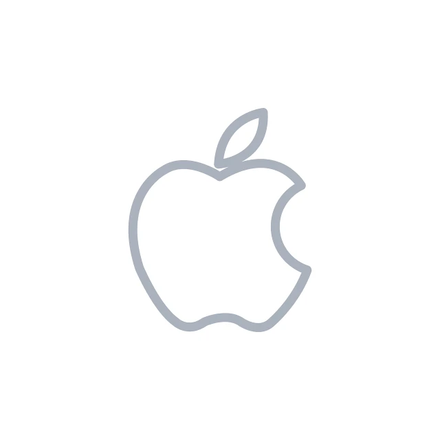 an apple logo on a white background, minimalism, white outline, white metallic, minn, set against a white background