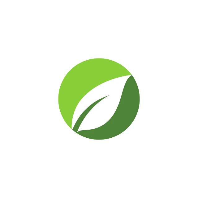 a green leaf logo on a white background, round logo, half and half, 4k high res, app icon