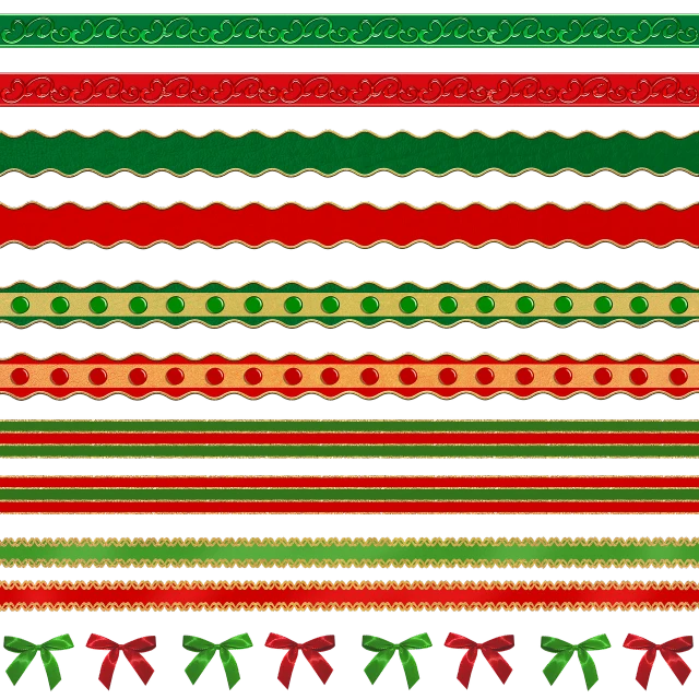 a close up of a pattern on a black background, a digital rendering, ribbons, tool, red and green, color vector