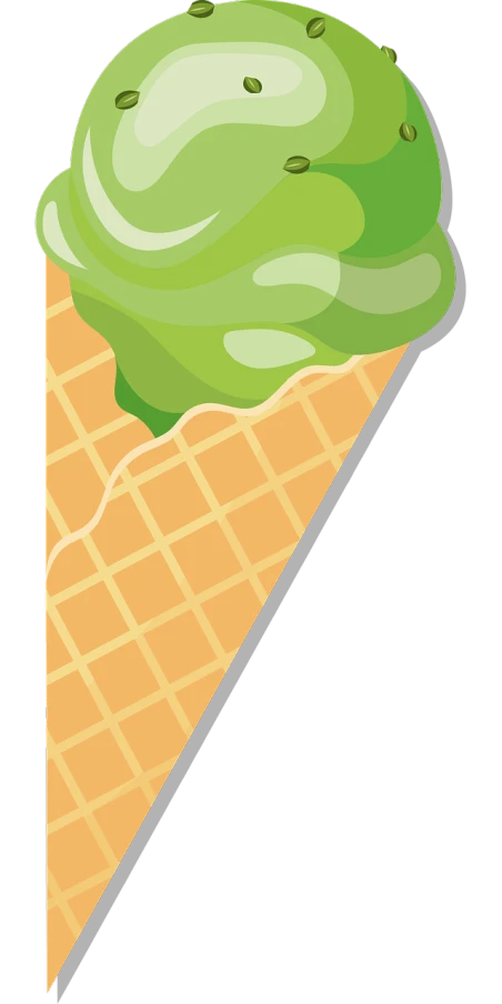 an ice cream cone with a green topping, an illustration of, by Matthias Stom, pixabay, conceptual art, commercial banner, on a flat color black background, cut-scene, vectorized