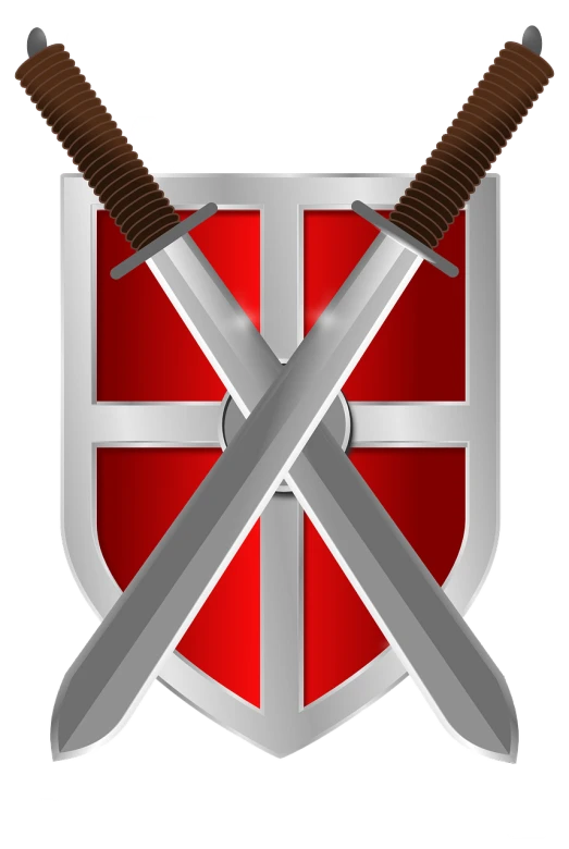 two crossed swords and a shield on a black background, sots art, full color digital illustration, howard, logo without text, full color illustration