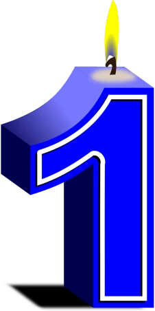 a lit candle in the shape of the number one, a digital rendering, pixabay, royal-blue, avatar image, blue uniform, a high angle shot