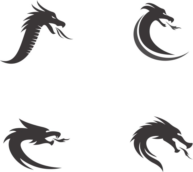 four silhouettes of dragon heads on a black background, deviantart, cobra, background image, untextured, in mortal kombat, gray