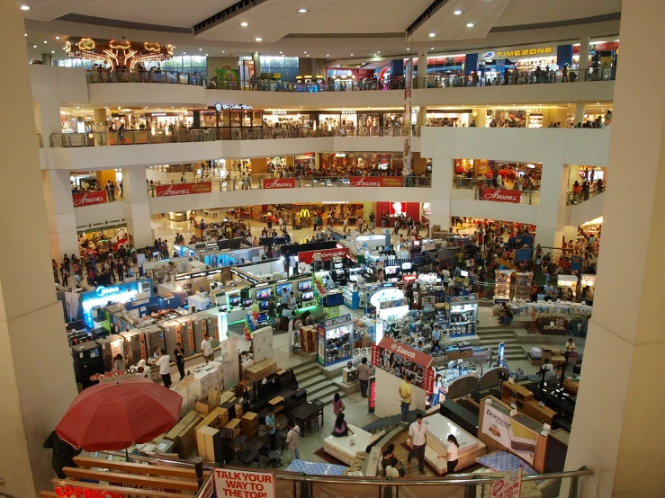 a large shopping mall filled with lots of people, by Joseph Severn, flickr, manila, full room view, multi - level, big open floor