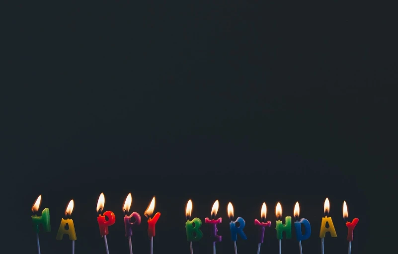 a group of birthday candles sitting on top of a cake, by Jesper Knudsen, pexels, minimalist wallpaper, wide screenshot, photo taken in 2018, banner