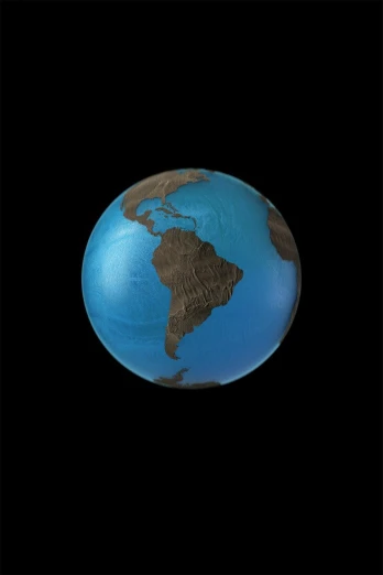 a blue and brown globe on a black background, a digital rendering, by Alison Geissler, topographic scan, puerto rico, soft-sanded coastlines, joe webb