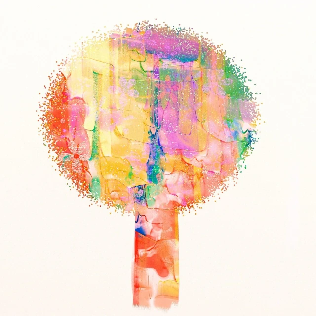 a close up of a painting of a tree, a pointillism painting, generative art, colorful palette illustration, a beautiful artwork illustration, abstract conceptual, balloon