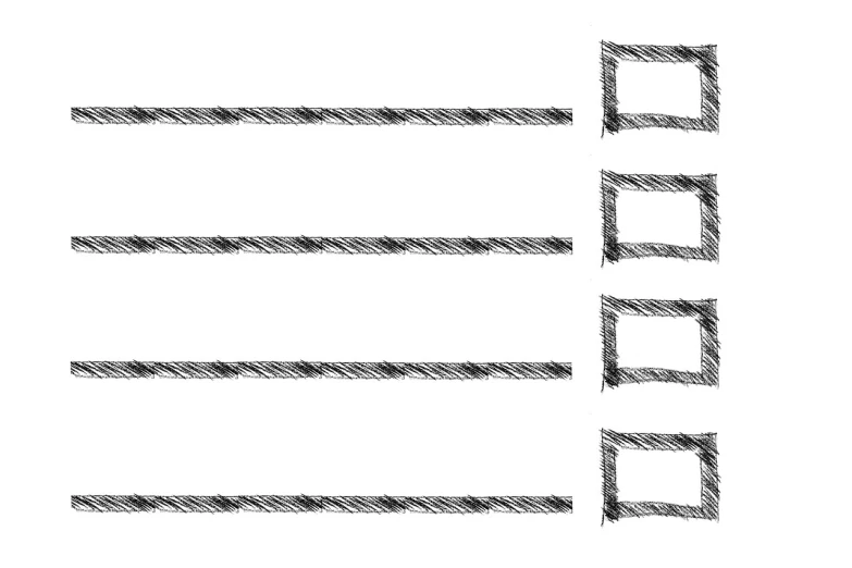 a drawing of a check mark on a sheet of paper, a wireframe diagram, visual art, in a row, grainy image, lined up horizontally, toggles