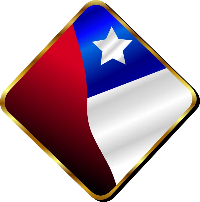 a red, white and blue flag with a star on it, a digital rendering, by Carlos Trillo Name, digital art, 3 d icon for mobile game, frame, chilean, onyx