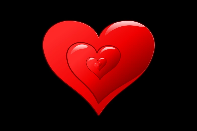 a red heart on a black background, a digital rendering, digital art, very cute, trinity, an illustration, computer generated