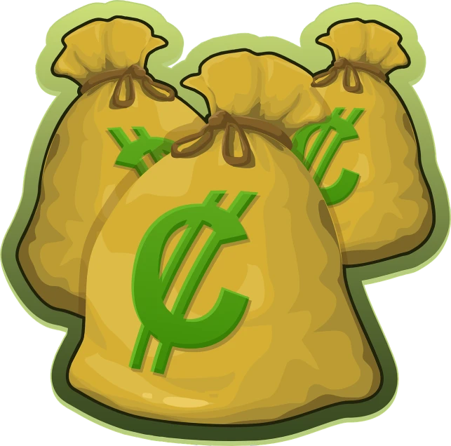 three bags of money sitting on top of each other, a screenshot, by Ella Guru, pixabay, fantasy game spell icon, imvu, logo without text, the