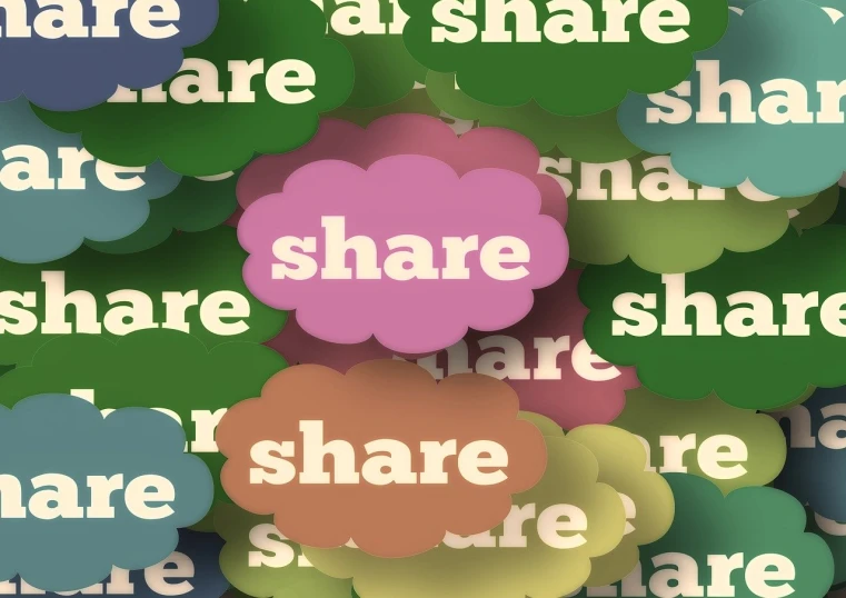 a group of speech bubbles that say share, by Judith Gutierrez, shutterstock, layered paper style, trending on mentalray, cloud, modern high sharpness photo
