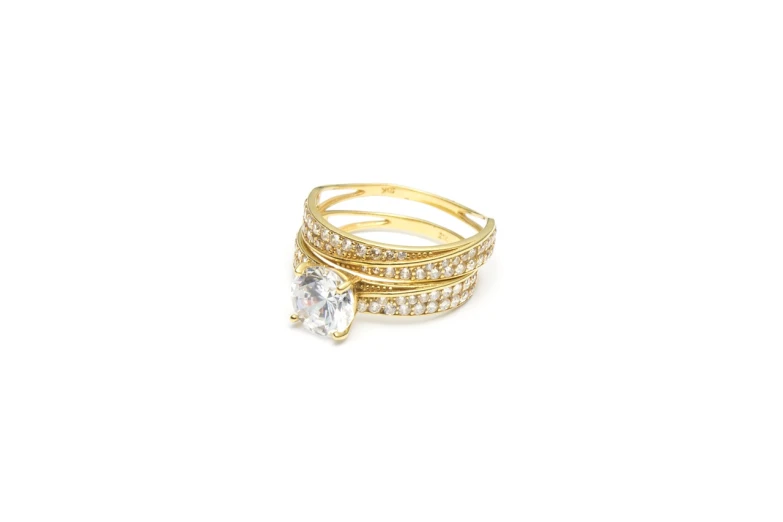 a close up of a ring on a white surface, a stock photo, gold layers, 3 - piece, 4k/8, elegant!!