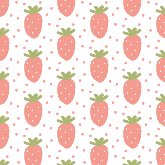 a pattern of strawberries on a black background, vector art, tumblr, polka dot, 🎀 🧟 🍓 🧚, peach embellishment, hand painted textures